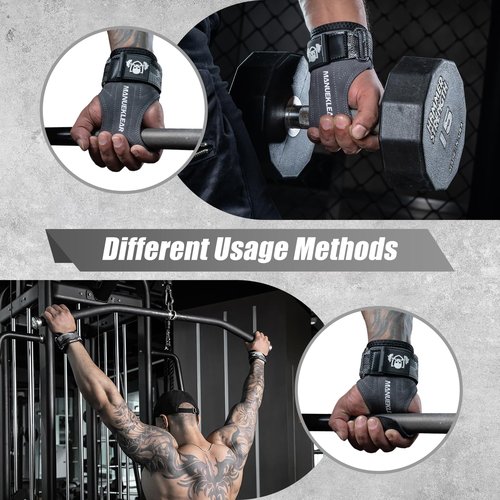 MANUEKLEAR Gym Straps Weight Lifting, Double Leather Lifting Straps for Men Deadlift with Cushion Wrist Loop, Gym Liftings Wrist Wraps for Weightlifting