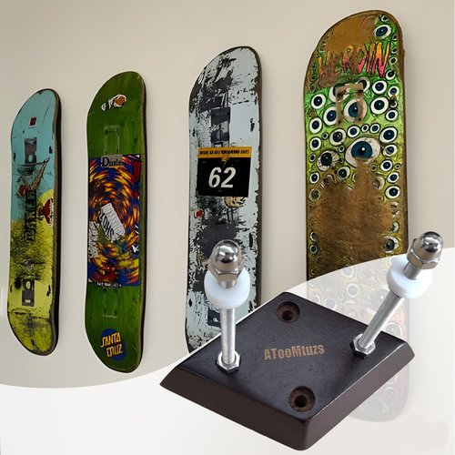 ATOOMTUZS Skateboard wall Mount -Wooden Rhombic Shape Skateboard Deck Wall Mount with Two Screw Holes -Hanging Skateboard Display Decor for for Skateboard Enthusiasts-2 Packs(Black)