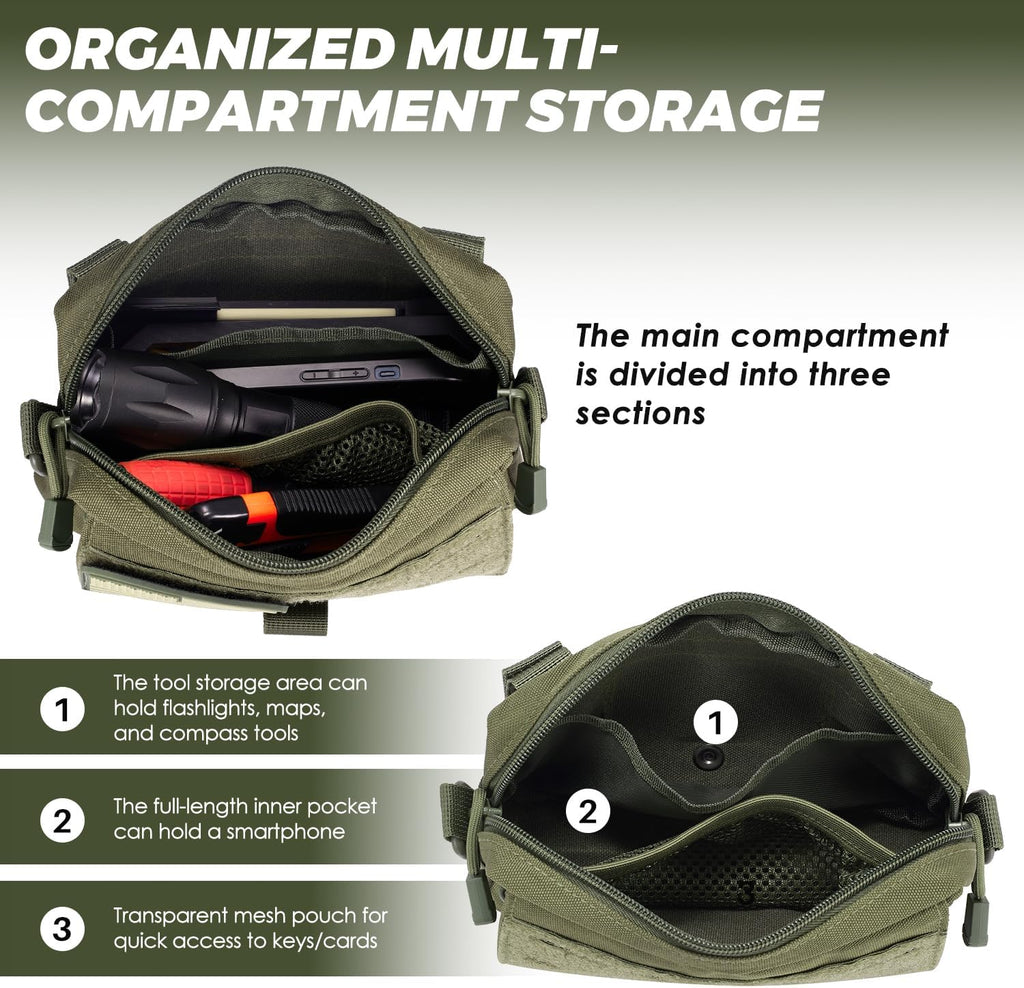 Skiennix Tactical Molle Admin Pouch - EDC Organizer with Quick-Access Zipper | MOLLE-Compatible Utility Bag for Outdoor Use