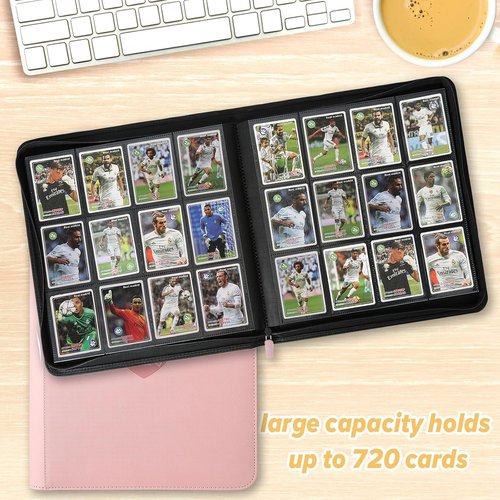 GERMUN Trading Card Binder - Premium 12 Pocket Album for 720 Cards | Double-Sided Holder in Pink