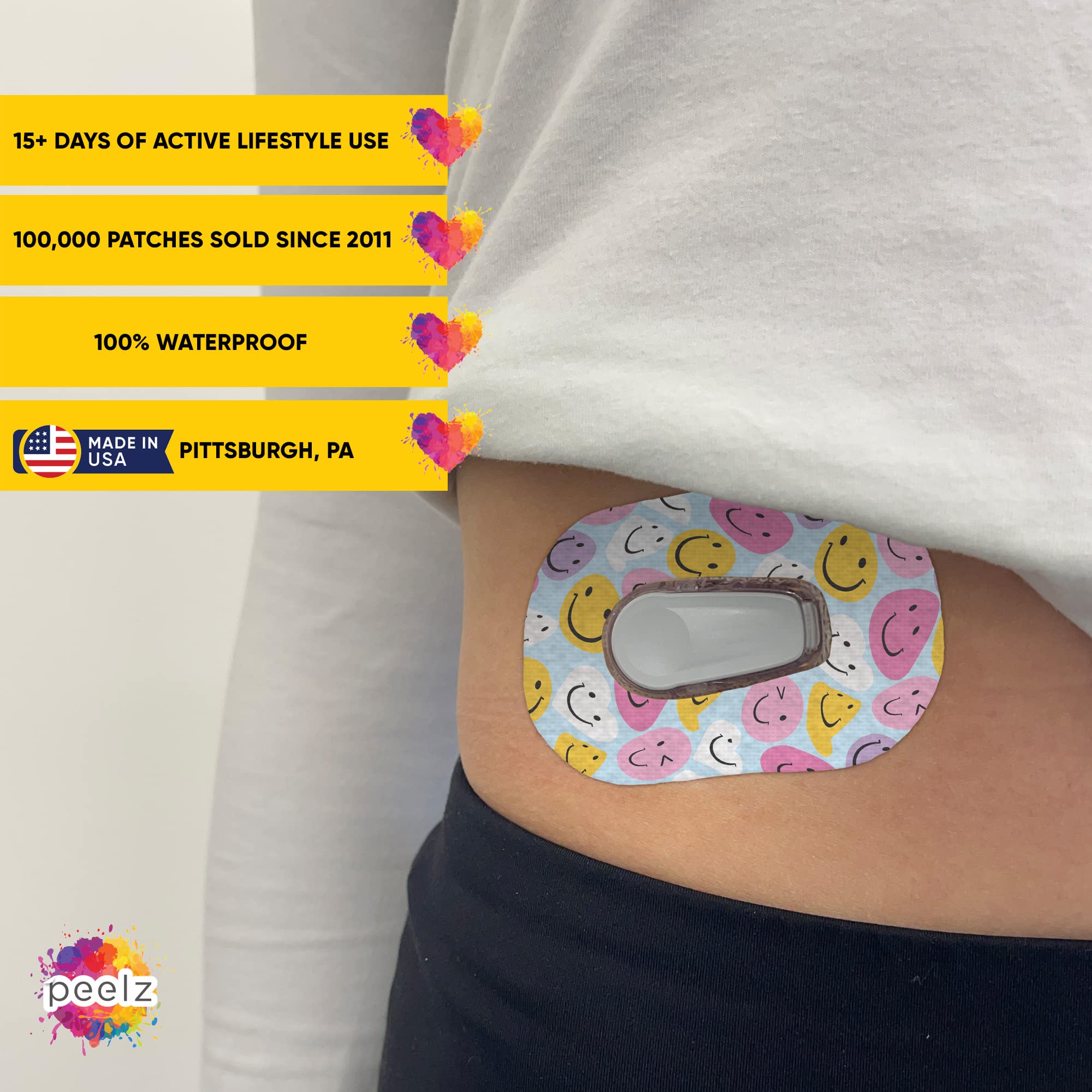 Peelz Dexcom G6 Over Patches – Strong & Waterproof CGM Covers for Active Lifestyles | Keeps Sensor Secure During Workouts, Swimming & Sleep | Long-Lasting, Skin-Friendly Stelo Adhesive (14+ Days)