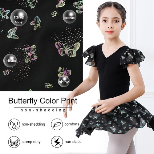 DIPUG Ballet Leotards for Girls - Shiny Toddler Dance Outfit with Skirt & Butterfly Design