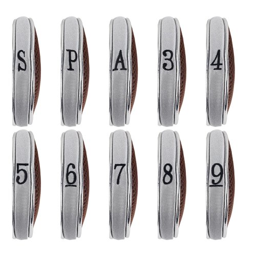 Andux Mesh Golf Iron Club Head Covers with Zipper Left and Right Handed 10pcs/Set (Coffee/Gray)