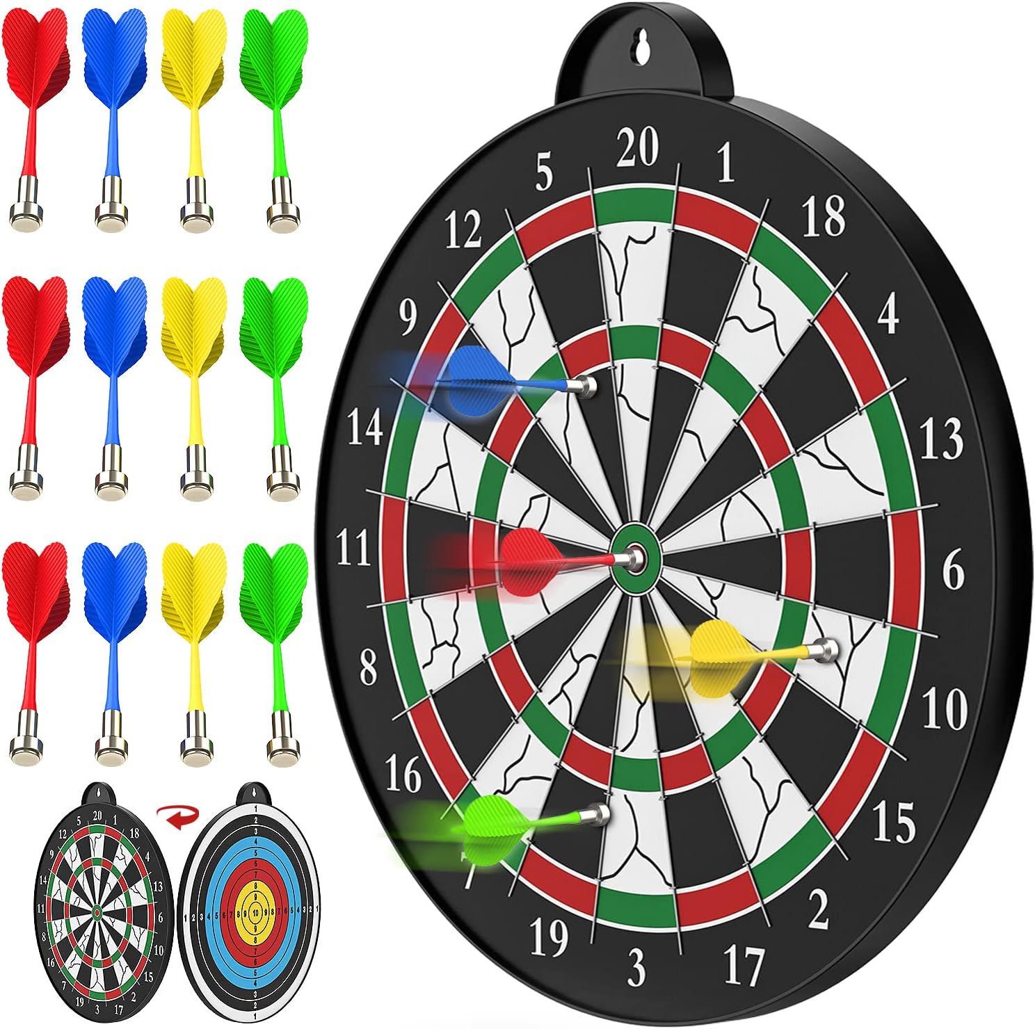 Regine Switzerland Dart Board - 12 Magnetic Darts - Fun Indoor Game for Kids Ages 5-12