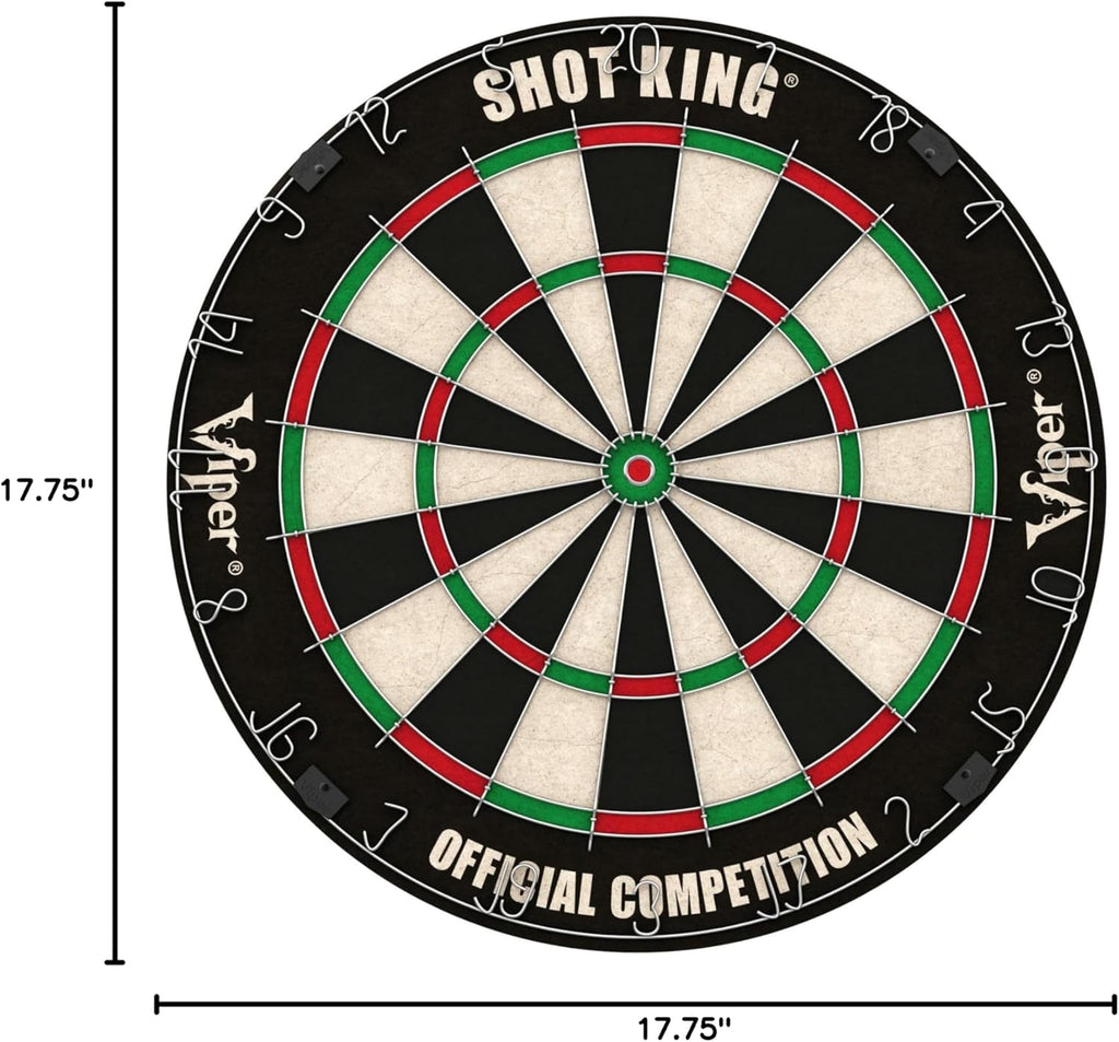 Viper by GLD Products Shot King Dartboard Set - Regulation Bristle Steel Tip with Rotating Number Ring & 6 Darts - Black
