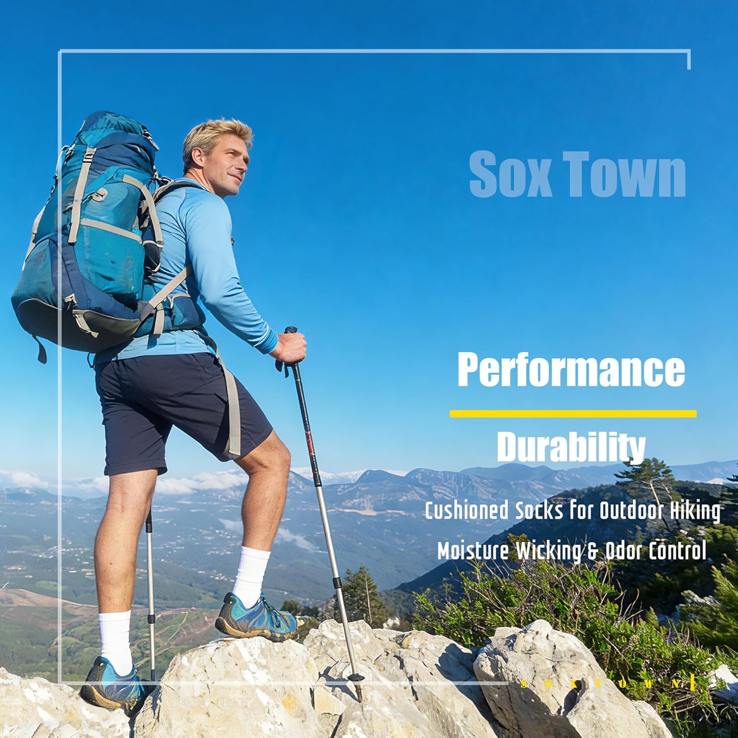 SOX TOWN Unisex Cushioned Crew Athletic Socks - Combed Cotton, Moisture-Wicking, Breathable Performance