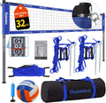 Skiennix 32ft Outdoor Volleyball Net Set - Adjustable Heavy-Duty Poles, Durable Net & Accessories