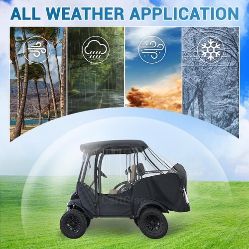 CartClan Club Car Precedent Enclosure, Golf Cart Enclosure Suitable for 4 Passengers Club Car Precedent Model, 600D Waterproof Heavy Duty Rain Cover with 4-Sided Clear PVC Windows & Zippered Doors
