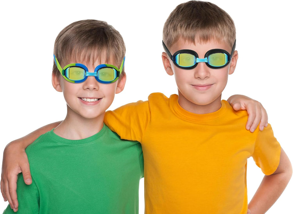 Skiennix Kids Swim Goggles - 2 Pack for Ages 3-14 | Comfortable Fit with Protective Case