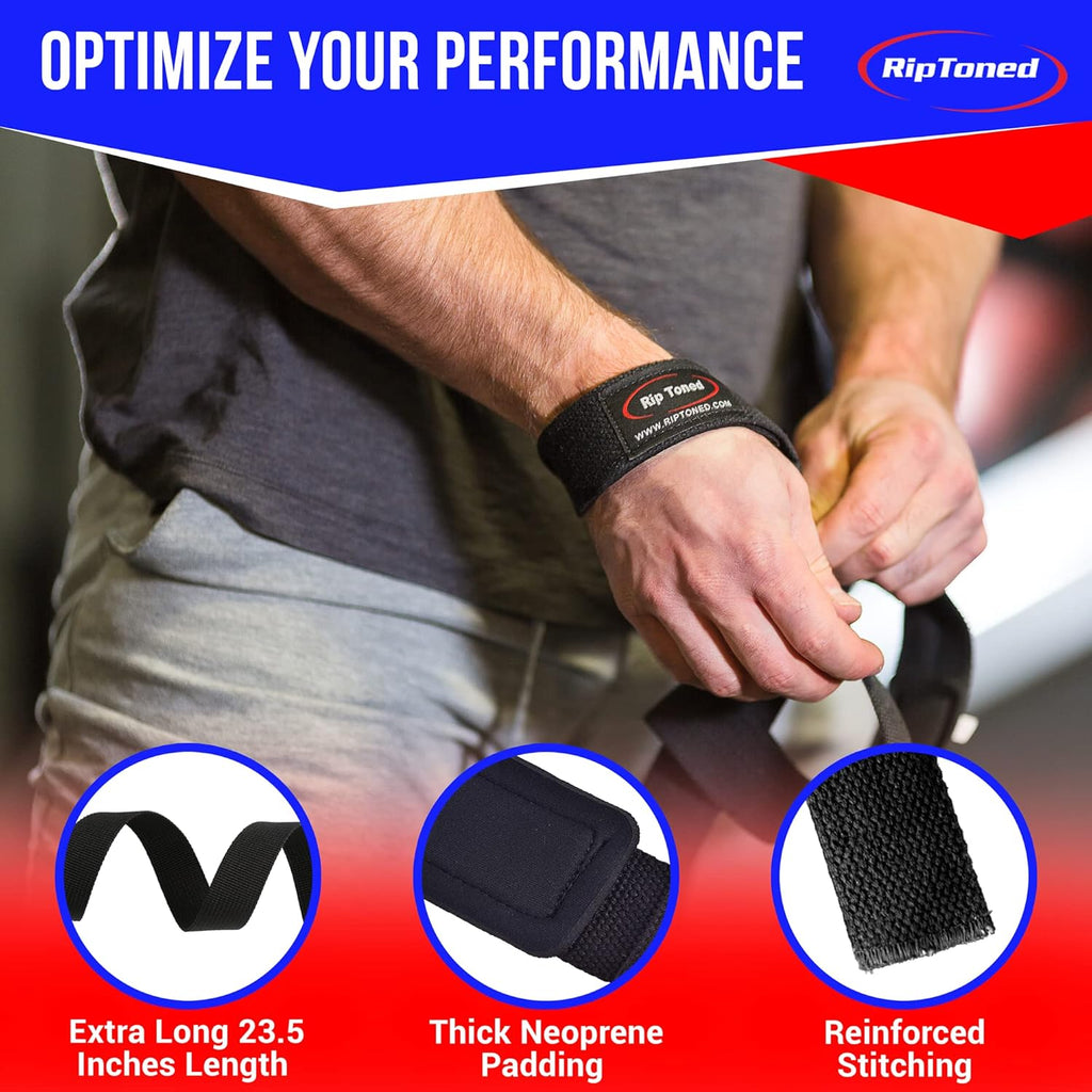 Rip Toned Performance Wrist Straps - 23" Padded Weightlifting Straps for Men & Women | Ideal for Deadlifts & Strength Training