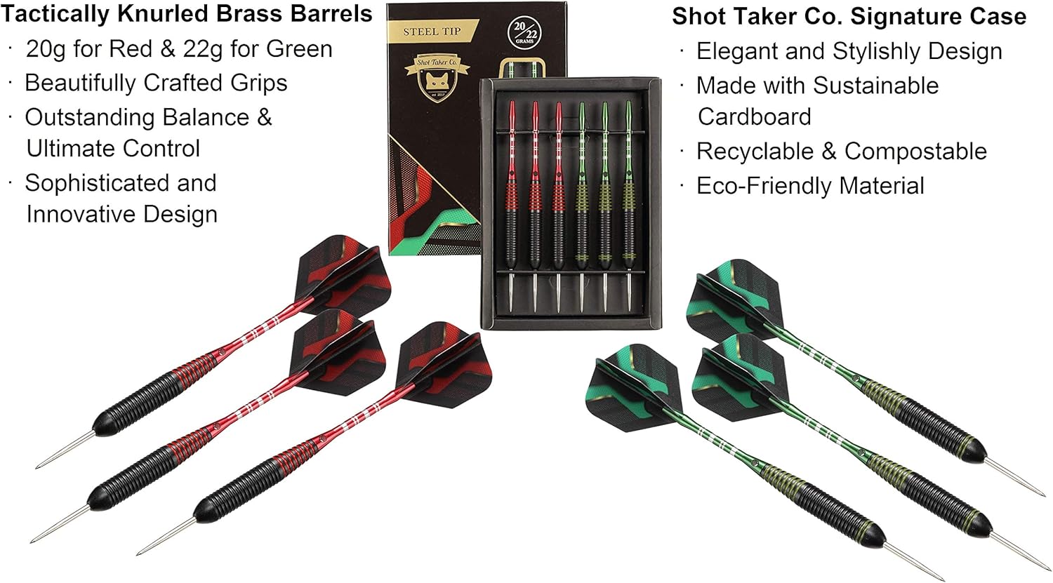 Steel Tip Darts Set by [Brand Name] - Professional 6-Piece Darts with Barrels, Shafts, Flights & Accessories