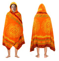 COTTON CRAFT Hooded Beach Towel – Oversized 39 x 68 Towel with Hood for Adults - 100% Cotton Velour Terry Jacquard Towel - Pool Bath Wrap - 450 GSM Soft Absorbent Quick Dry – Sunshine Orange Yellow
