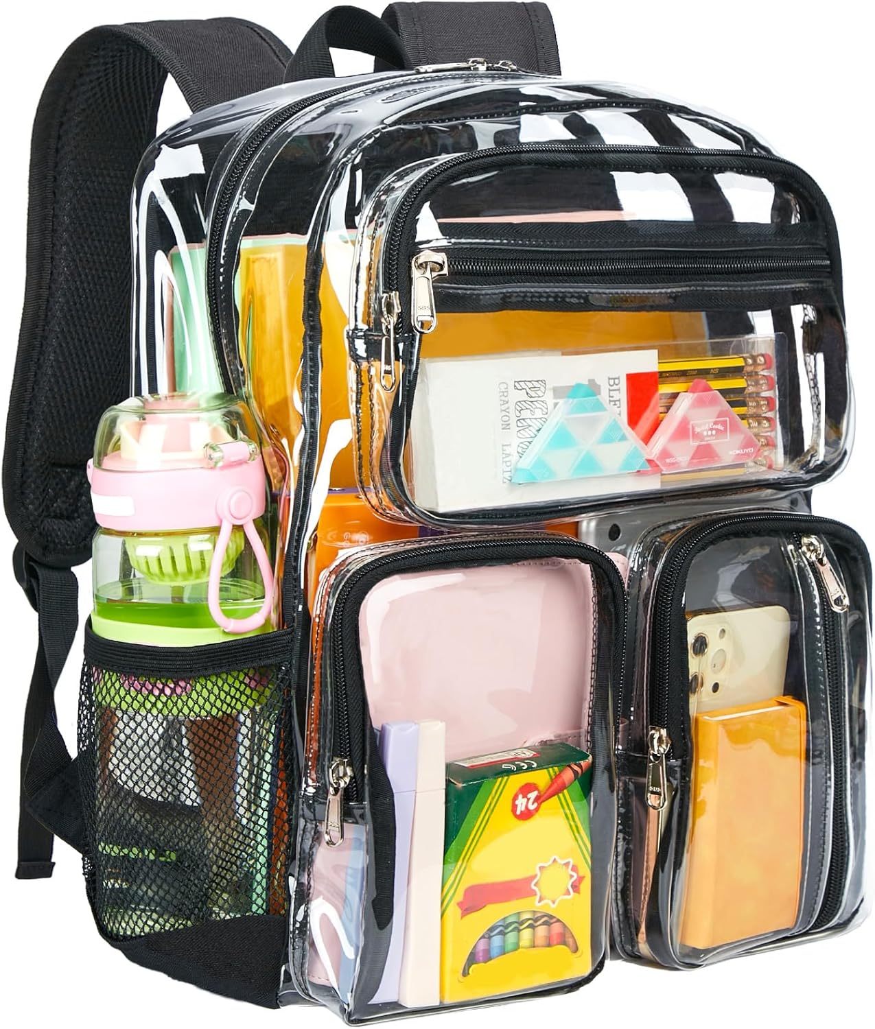 Vorspack Clear Backpack - Heavy Duty Transparent Bookbag for School & Travel | Large Black Design