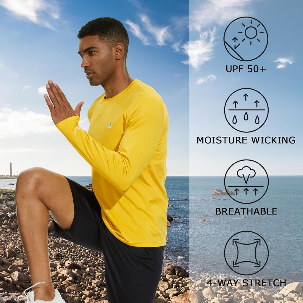 Skiennix Men’s Lightweight Long Sleeve T-Shirt - UPF 50+ UV Sun Protection for Outdoor Activities
