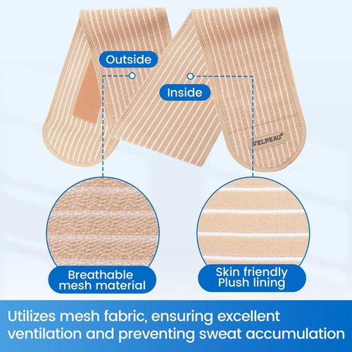 Velpeau Umbilical Hernia Belt for Women & Men -Abdominal Support Binder with Ventilation Compression Pad -Navel Ventral Epigastric Incisional and Belly Button Hernias Surgery Prevention Aid (Khaki, L)