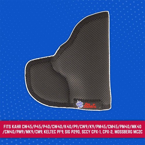 DeSantis Nemesis Pocket Gun Holster- Conceal Carry, Fits Kahr CW45/P45/P40/CW40/K40/P9/CW9/K9/PM45/CM45/PM40/MK40/CM40/PM9/MK9/CM9, KelTec PF9, SIG P290, SCCY CPX-1, CPX-2, Mossberg MC2C- Ambidextrous
