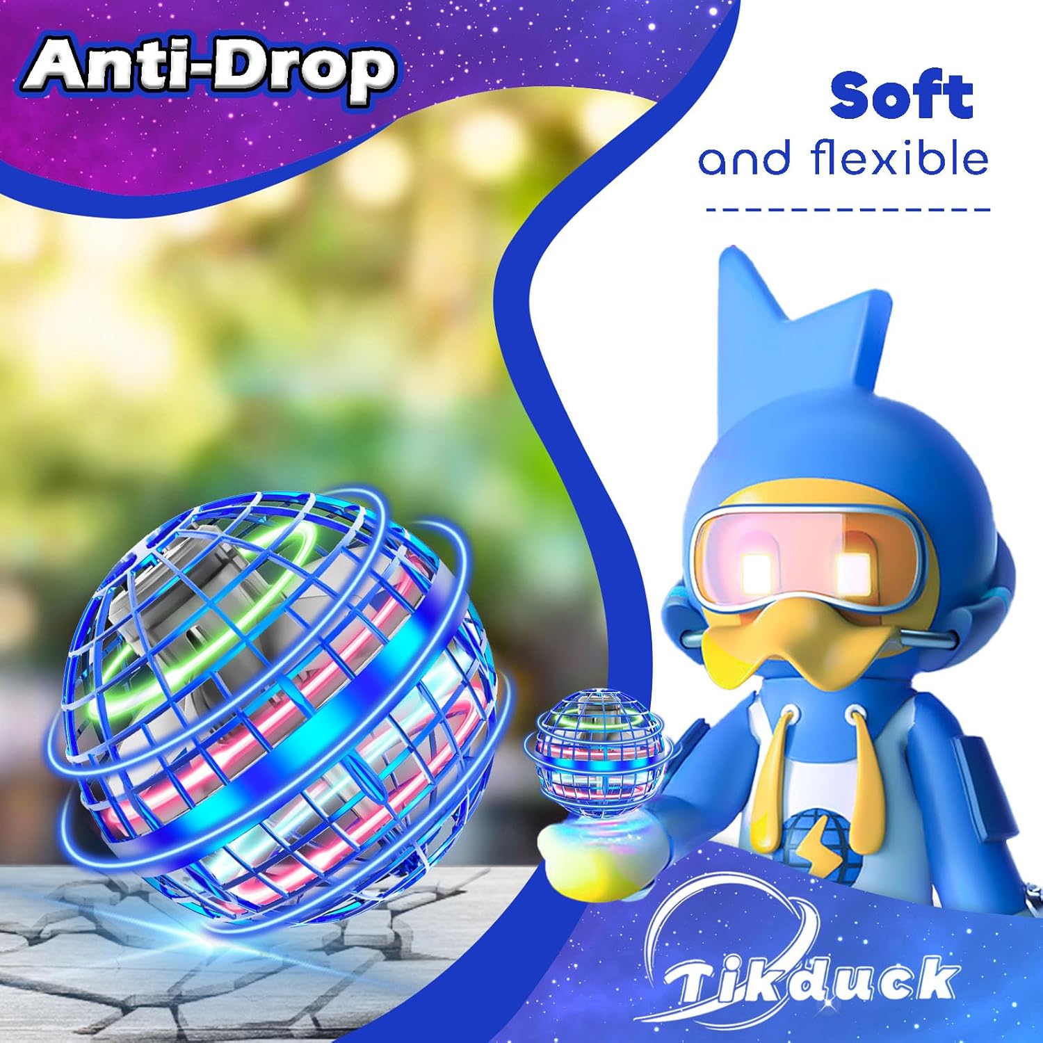 Tikduck Flying Orb Ball - Hand Controlled Mini Drone | Soaring Boomerang Spinner for Kids & Adults - Perfect Outdoor Gift