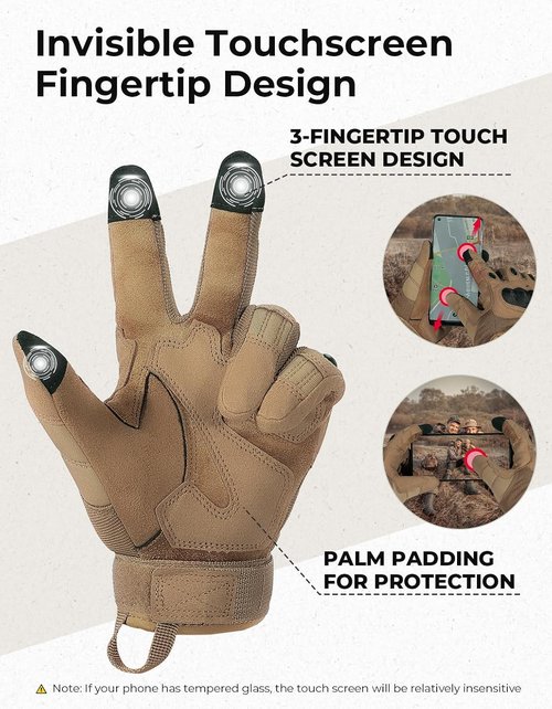 KEMIMOTO Tactical Gloves - Touchscreen Motorcycle Gloves with Hard Shell & Palm Padding | Ideal for Sports, Cycling, Hunting, and More