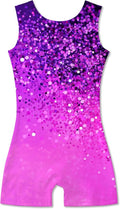 Funnycokid Girls Gymnastics Leotards - Sparkle Dance Unitards with Shorts | Mermaid Design, 2-10 Years