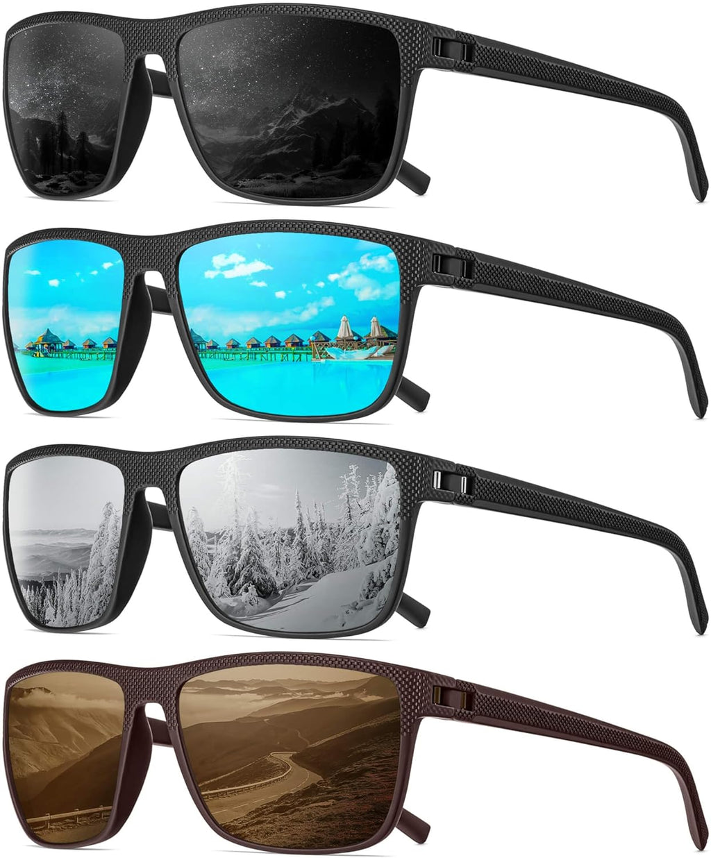 Polarized Sunglasses by [Brand Name] - Classic UV Protection for Men & Women | Perfect for Driving, Fishing, Golf (4 Pack)