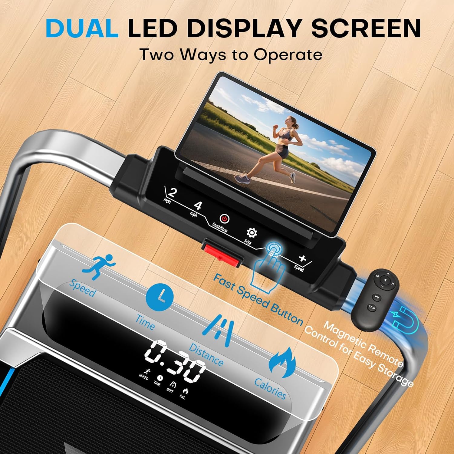 Walking Pad Treadmill - 6.2MPH Under Desk Design with 10% Incline | 350LBS Capacity, Remote Control & 12 HIIT Programs