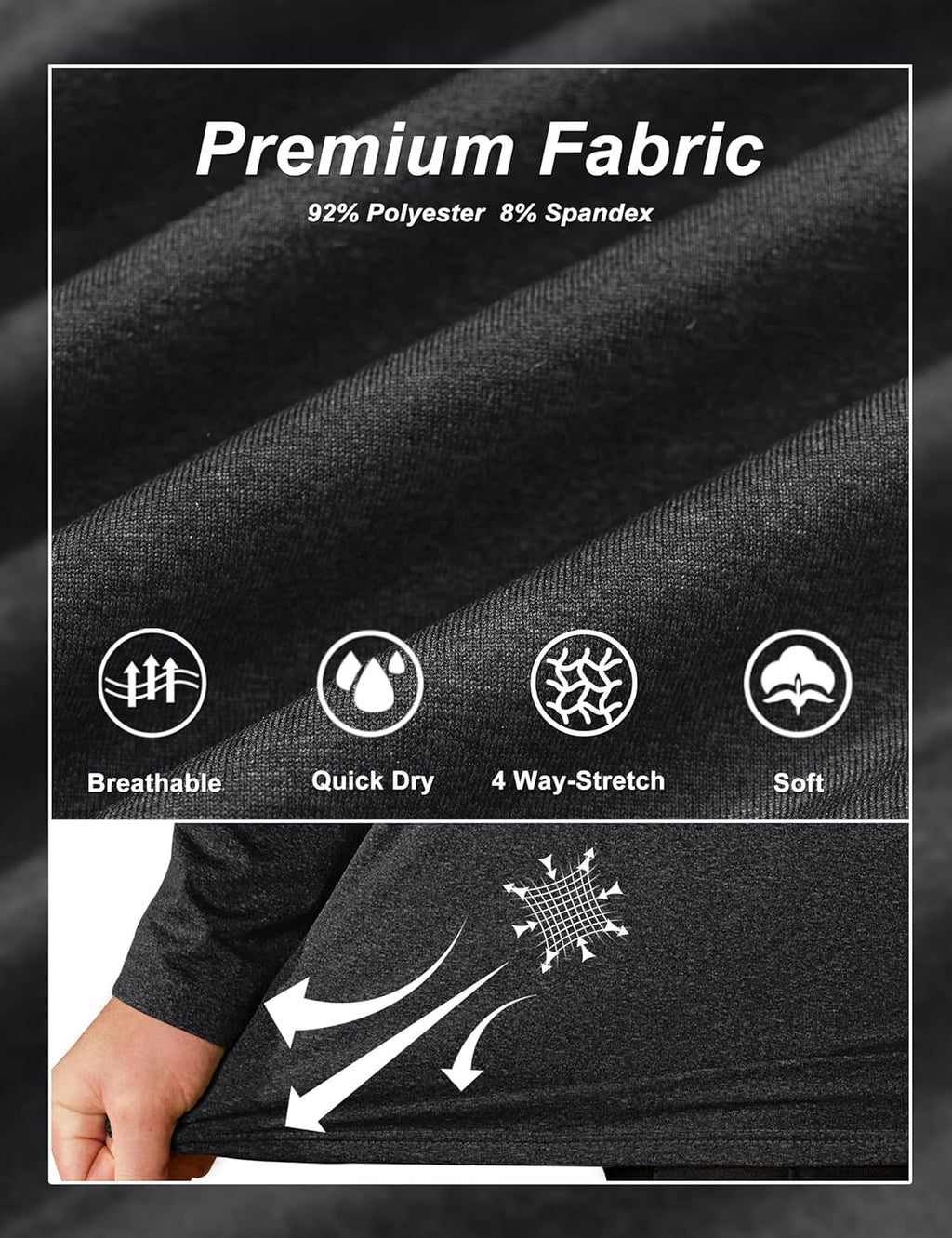 TACVASEN Men's Quarter Zip Pullover | Fleece-Lined Thermal Golf Sweatshirt in Various Sizes