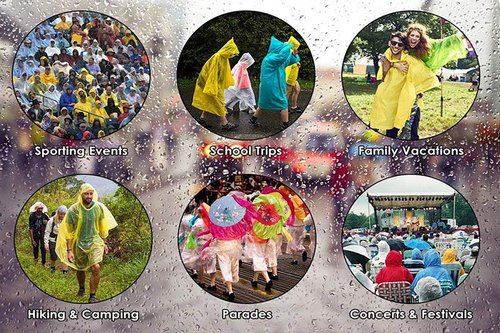 Cosowe Rain Ponchos for Adults - Reusable Emergency Raincoats with Hood & Drawstring | 2 Pack
