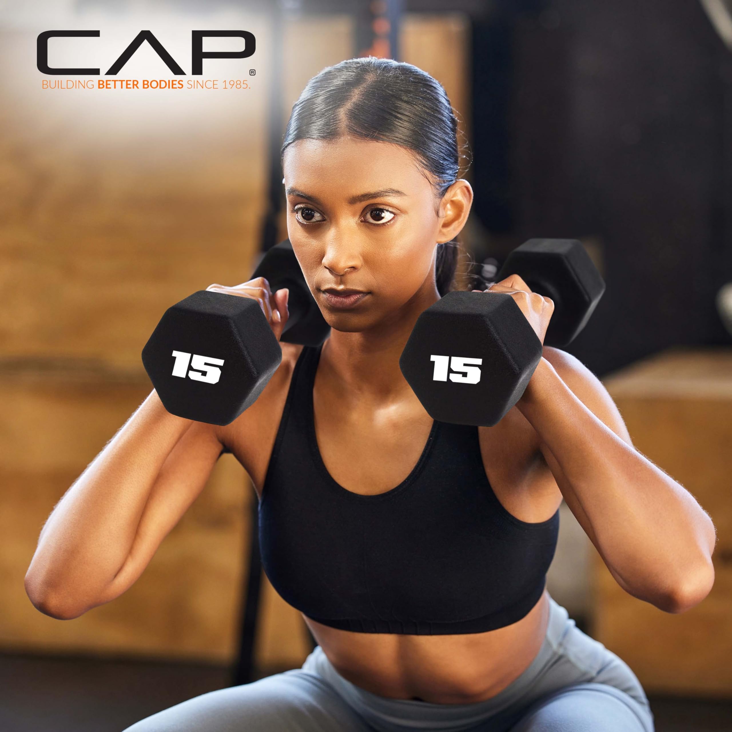 CAP Barbell 7 LB Neoprene Dumbbell Hand Weights - Pair | Black