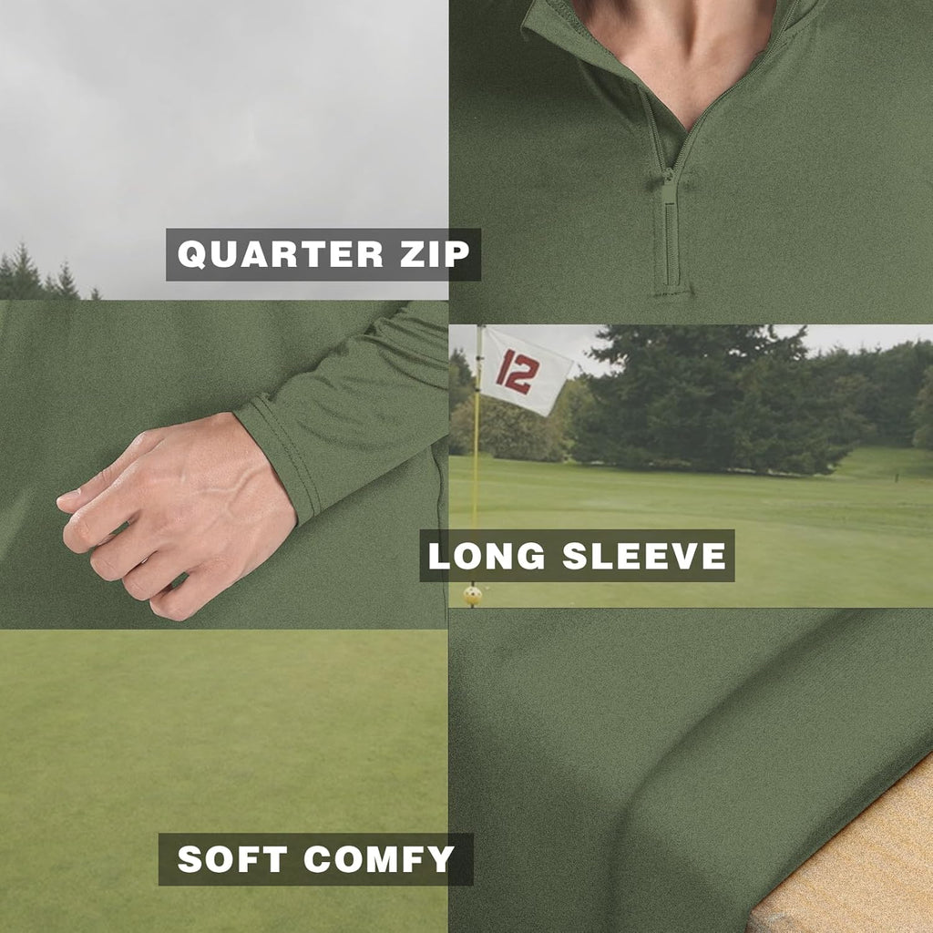 Skiennix Men's Quarter Zip Pullover - UPF 50+ Moisture-Wicking & Breathable Golf Shirt