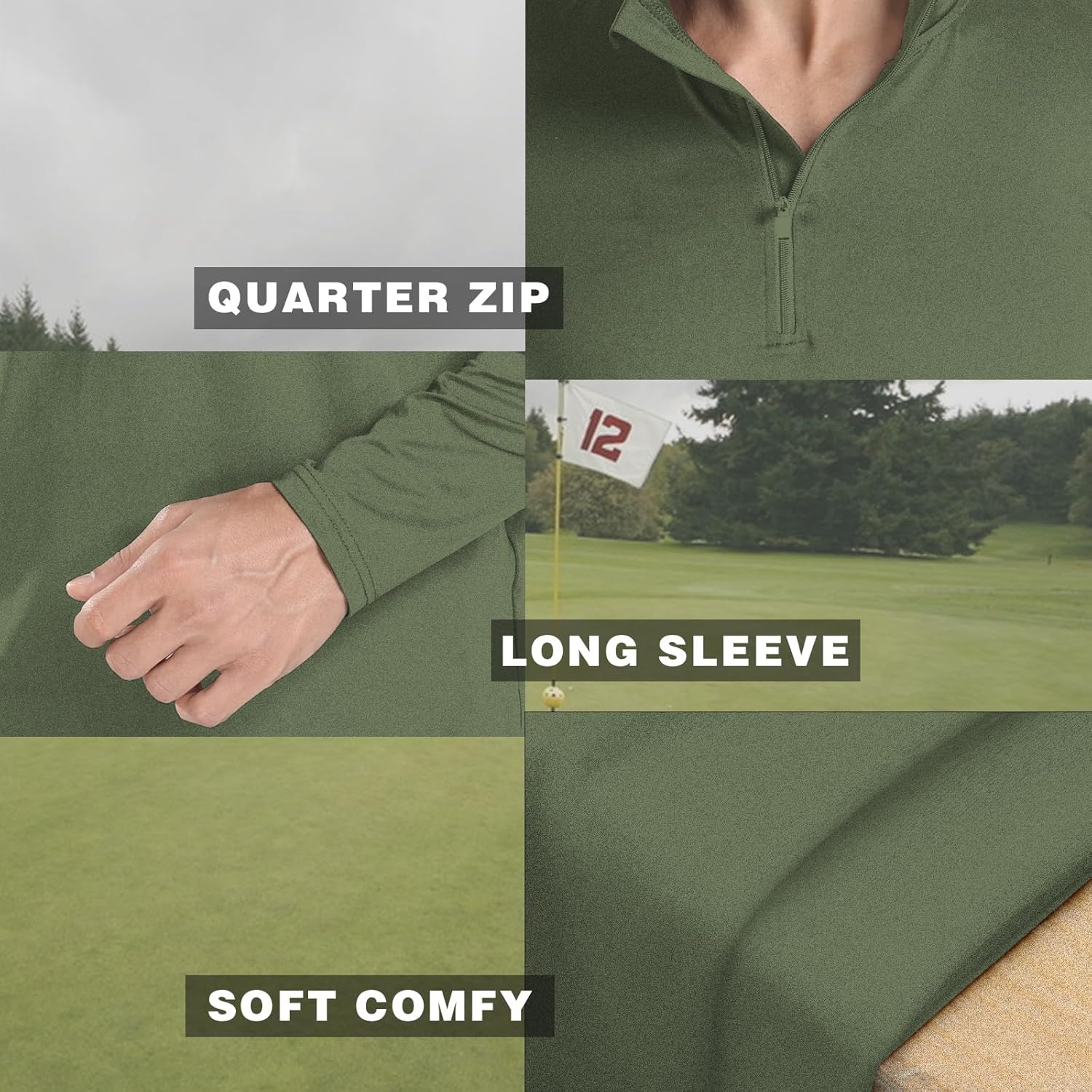 Skiennix Men's Quarter Zip Pullover - UPF 50+ Moisture-Wicking & Breathable Golf Shirt