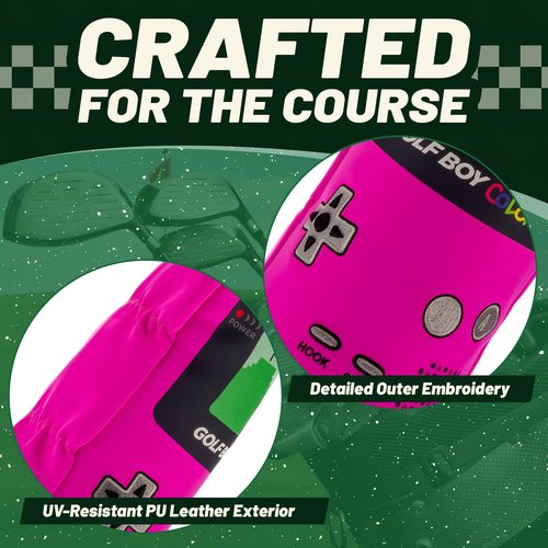 Buried Lies Golf Fairway Wood Headcover - Fur Lining, Vegan Leather, Standard Fit - Golf Club Covers, Funny Golf Accessories for Men & Women - Golf Boy Pink