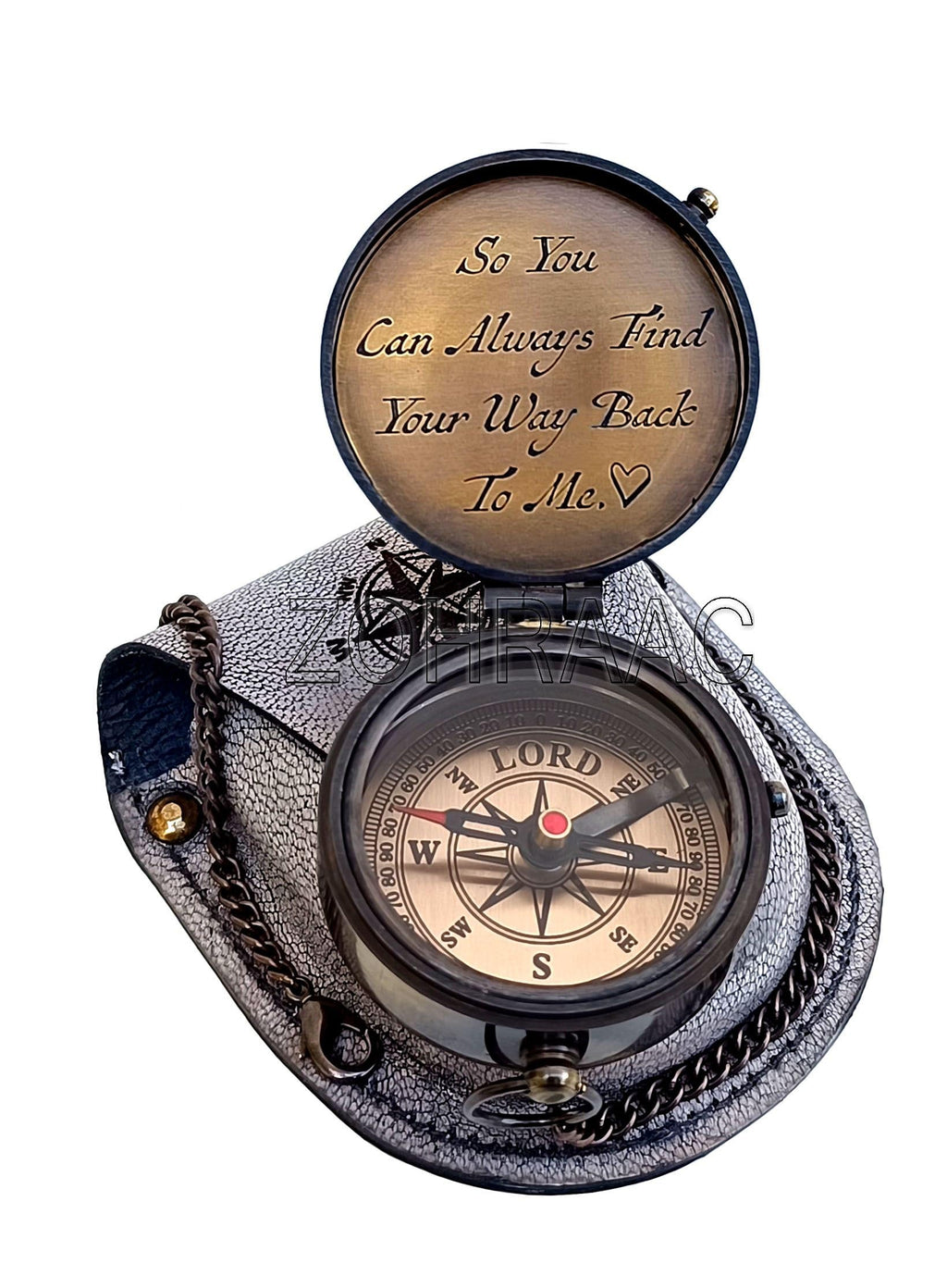 So You Can Always Find Your Way Back to Me Engraved Compass - Romantic Keepsake Gift for Him/Her - Husband Gifts from Wife