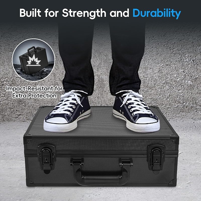 Toploader Card Storage Box 600+ Capacity, Aluminum Case for 3x4 Top Loaders with Lock