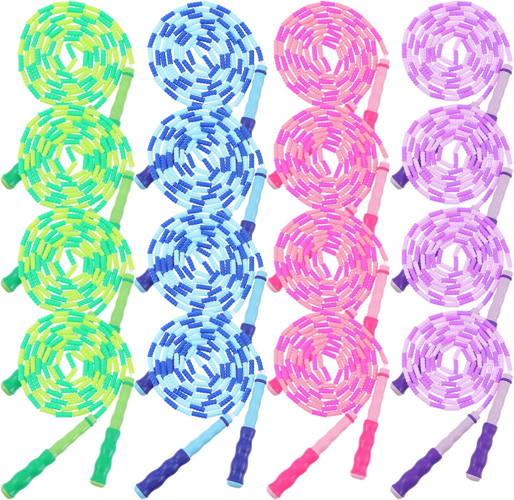 Skiennix 16 Pack Jump Ropes - Adjustable 9.2 Feet Soft Beaded Skipping Ropes for Adults & Kids | Ideal for Workouts & Weight Loss