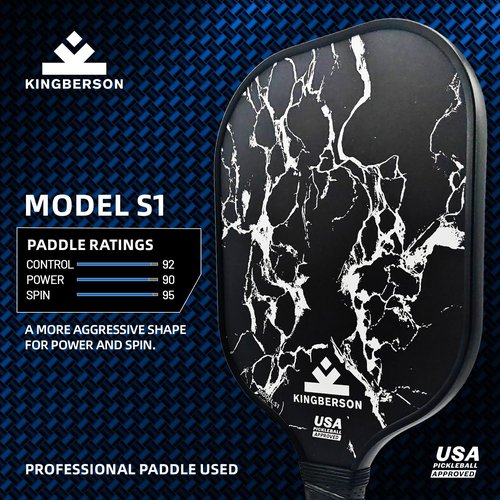 Kingberson Carbon Fiber Pickleball Paddle, High Spin & Control, Pro Pickleball Paddle - Pickleball Set with 1 Pickle Ball Racket, 1 Waterproof Carry Bag and 8 Overgrip Wraps