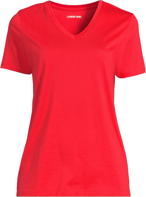 Lands' End Women's Supima Cotton V-Neck T-Shirt - Relaxed Fit, Soft & Comfortable