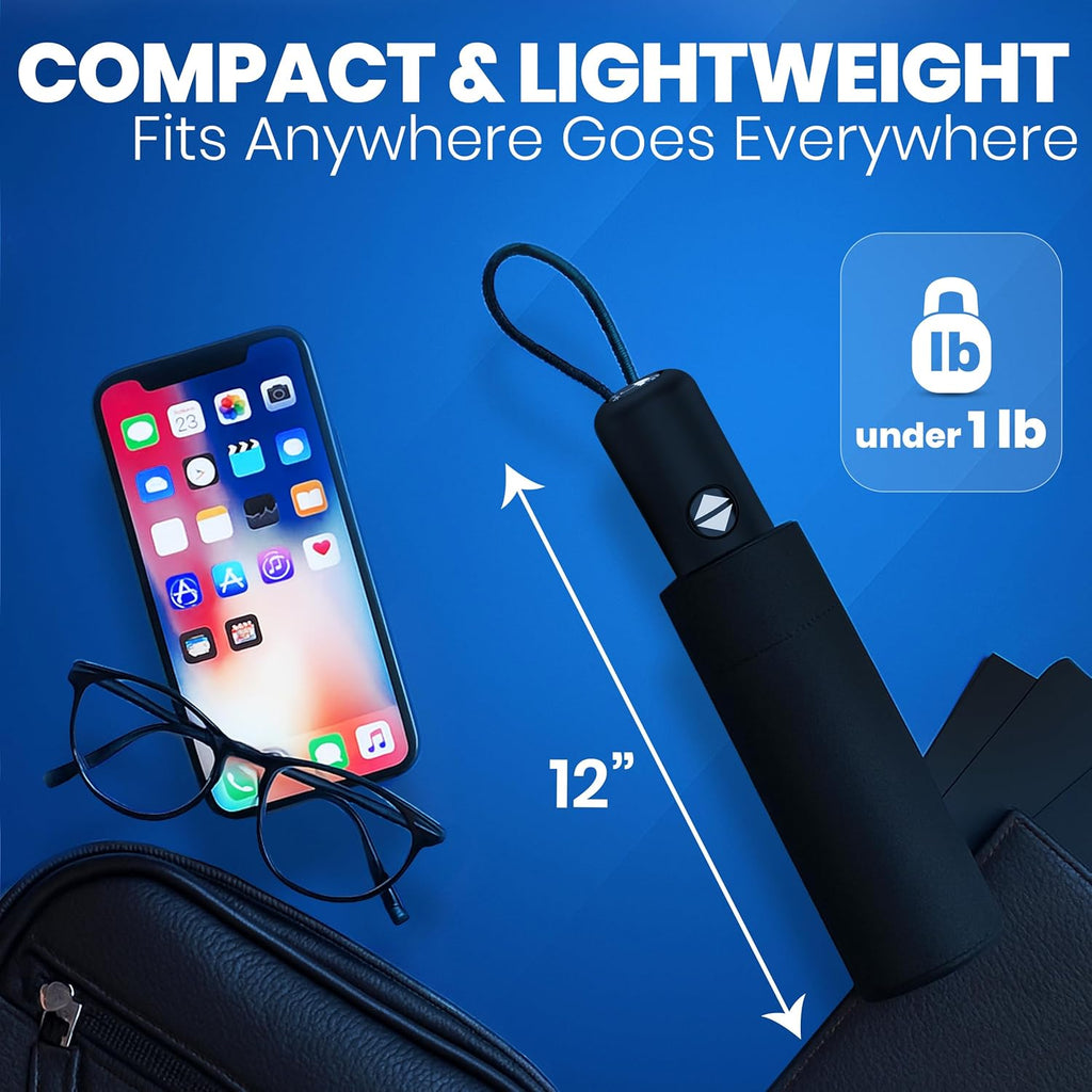 Rain-Mate Compact Windproof Umbrella - Auto Open/Close, Lightweight & Portable for Travel - Durable Fiberglass Design