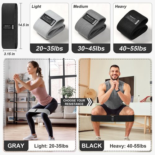 Resistance Bands for Working Out, 3 Levels Booty Bands Set, Exercise Bands for Women Legs and Butt, Yoga Starter Set