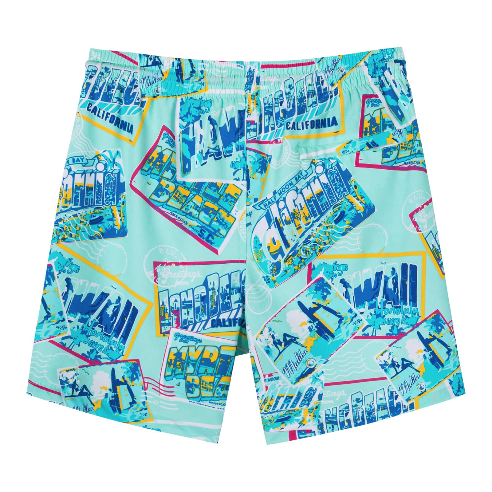 SURF CUZ Mens Swim Trunks with Compression Liner Quick Dry Swim Shorts 7" Swimming Trunks Stretch Bathing Suit 7 Inch,Beach Snapshot,S