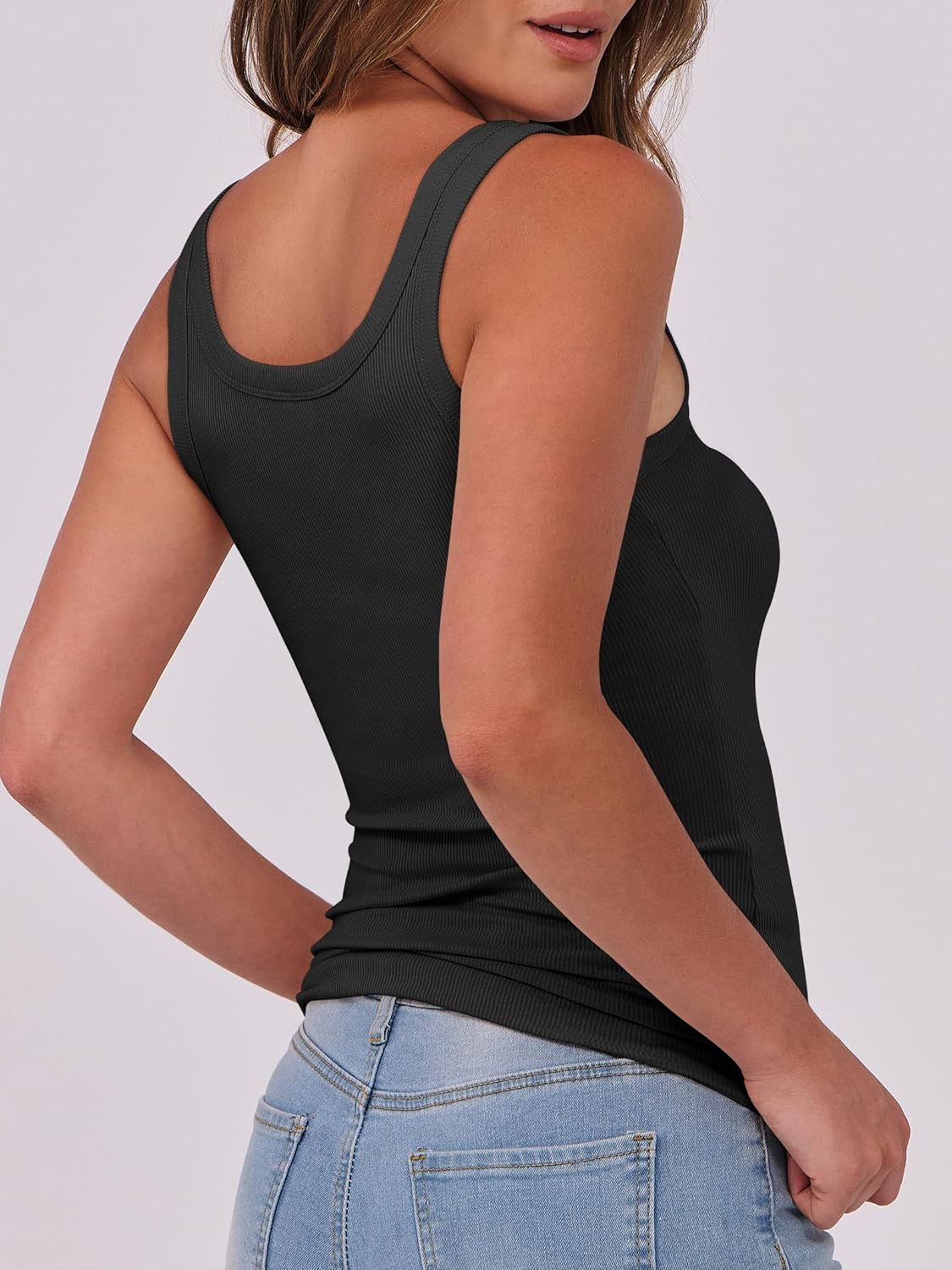 ANRABESS Women's Sleeveless Scoop Neck Tank Top - Ribbed Fitted Summer Essential | Cute & Stylish