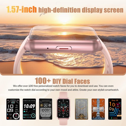 Health Fitness Tracker Watch for Women Men, IP68 Waterproof Activity Tracker with Calorie and Sleep Monitor, 110+ Sports Modes Pedometer Smart Watch，Step Counter Compatible with iPhone Android (Pink)
