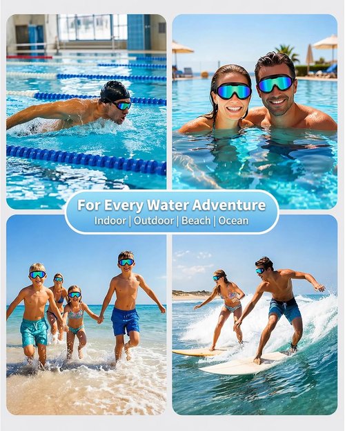 Aegend Kids Swim Goggles - No Leak Anti-Fog Design with Quick Adjust Bungee Strap | Ages 6-14