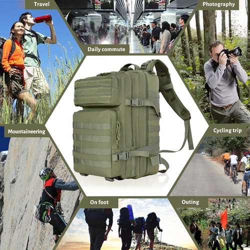 Createy 45L Military Tactical Backpack - Large 3-Day Assault Pack for Camping, Hunting & Hiking