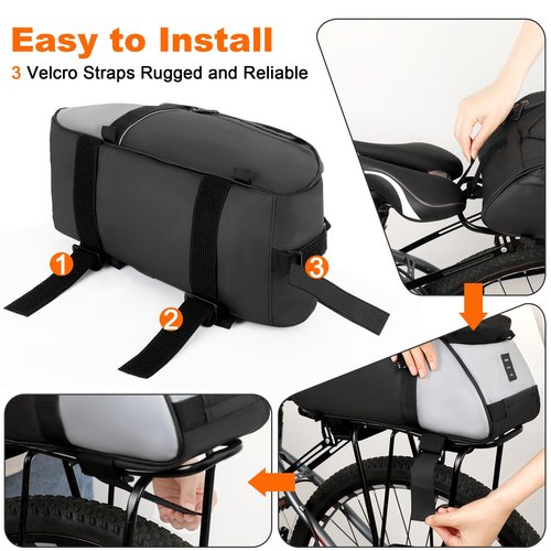 WILDKEN Bike Rack Bag, 10L Bike Rear Rack Bag Waterproof Bicycle Trunk Bag Bike Panniers Cycling Rear Seat Carrier Backseat Storage Luggage Bike Bags for Bicycle E bike Rear Rack