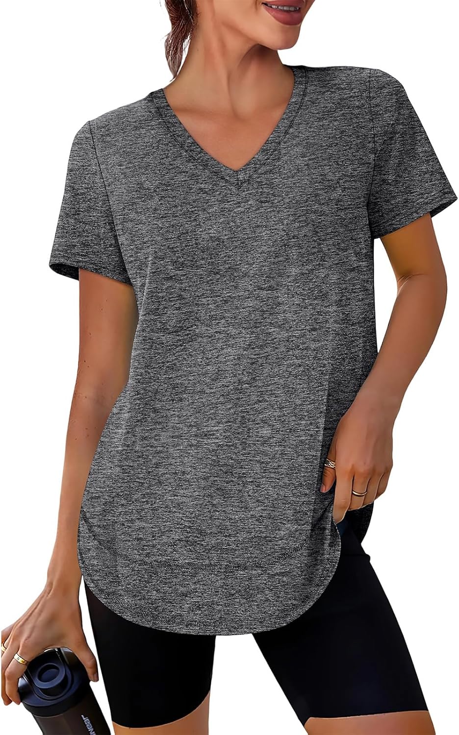 XIEERDUO Women's Quick-Dry Workout Tops - Short Sleeve V-Neck Shirts for Hiking & Running | Sizes S-3XL