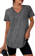 XIEERDUO Women's Quick-Dry Workout Tops - Short Sleeve V-Neck Shirts for Hiking & Running | Sizes S-3XL