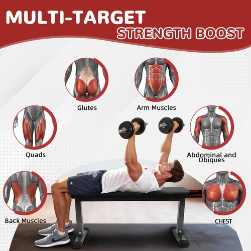Fitvids Flat Weight Bench – Heavy Duty Flat Workout Bench for Home Gym Weight Training – nan – Gray/Black