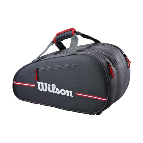 WILSON Team Padel Bag - Holds up to 4 Padel Rackets, Black/Red