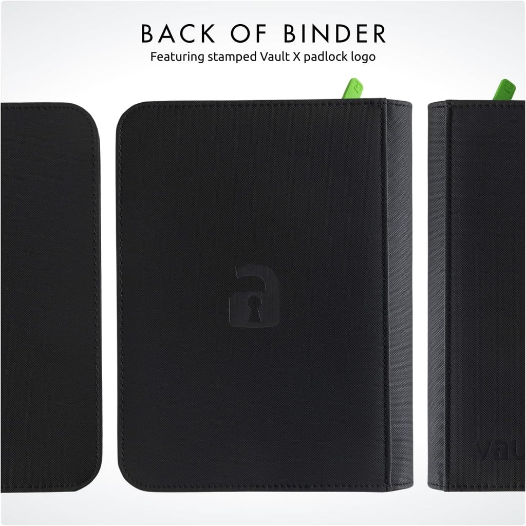 Vault X 4 Pocket Trading Card Zip Binder - Holds 160 Cards | Premium Exo-Tec Material, Black