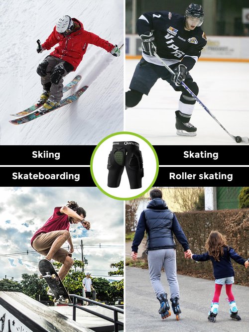 QUNATURE Butt Pads Snowboarding Hip Butt Pads Impact Shorts Skating Protective Gear Padded Shorts for Men Women Snowboard Butt Pad for Skateboarding Skiing Mountain Biking Speed Descent L